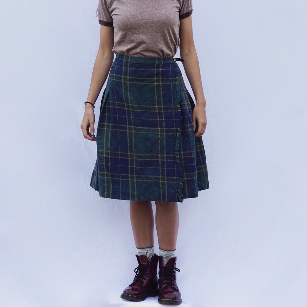 Wool plaid skirt